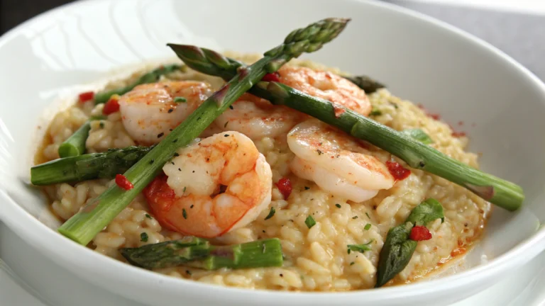 Risotto épicé aux gambas et aux asperges - recette française