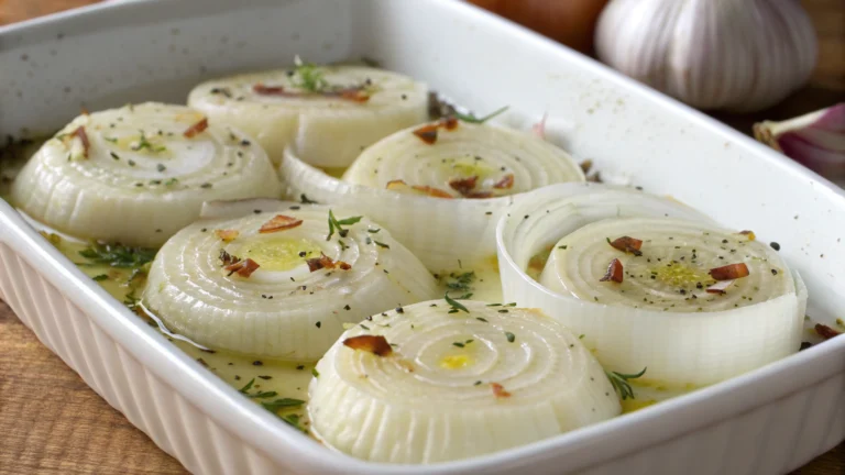 Rondelles d’Oignon Farcies à la Mozzarella avec Beurre à l’Ail - recette française