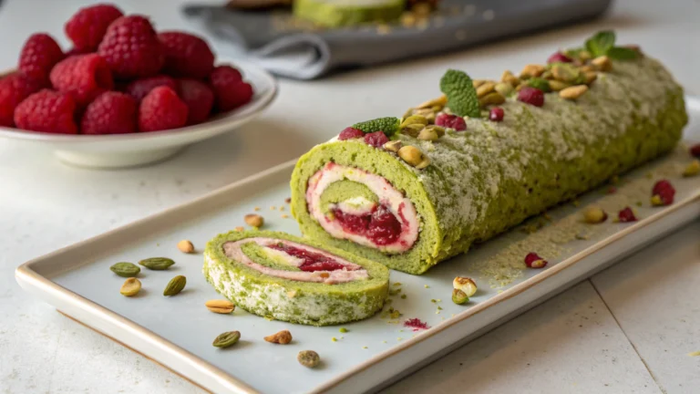 Roulé de pistache et framboise - recette française