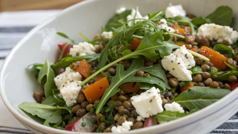 Salade Croquante aux Lentilles, Feta et Herbes Fraîches - recette française