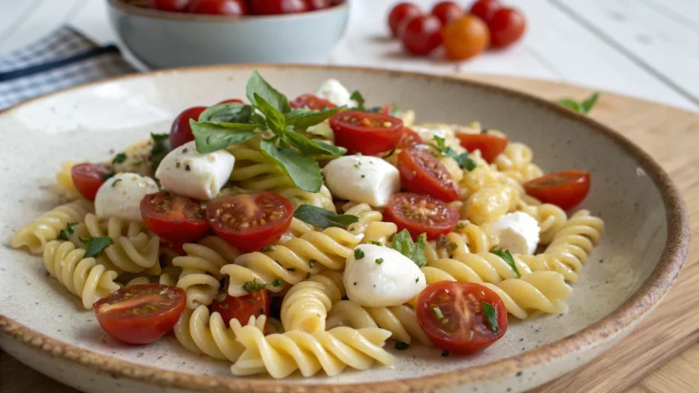 Salade de Fusilli, Tomates Cerises & Mozza - recette française