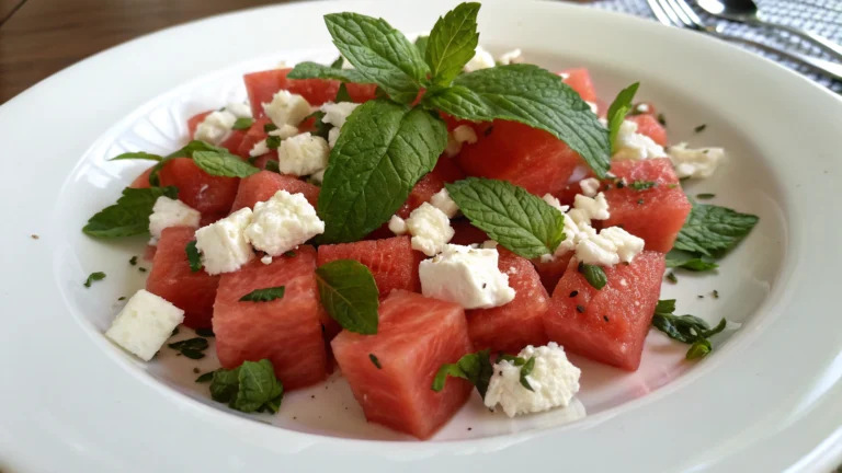 Salade de Pastèque à la Feta et à la Menthe - recette française