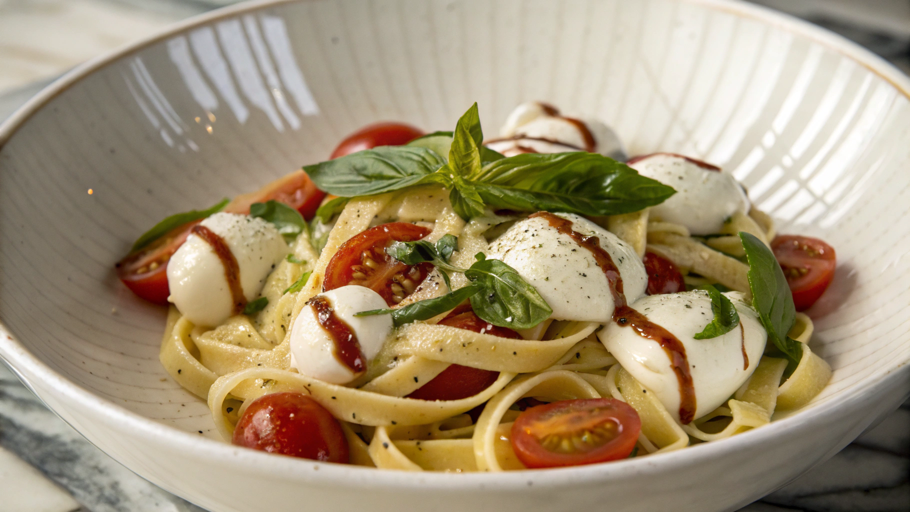 Salade de Pâtes Caprese Crémeuse - recette française