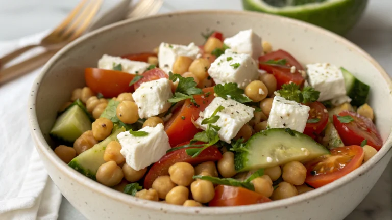 Salade de pois chiches aux tomates, concombre et feta - recette française