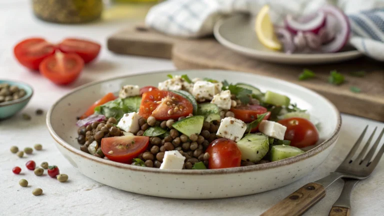 Salade fraîche aux lentilles façon grecque - recette française