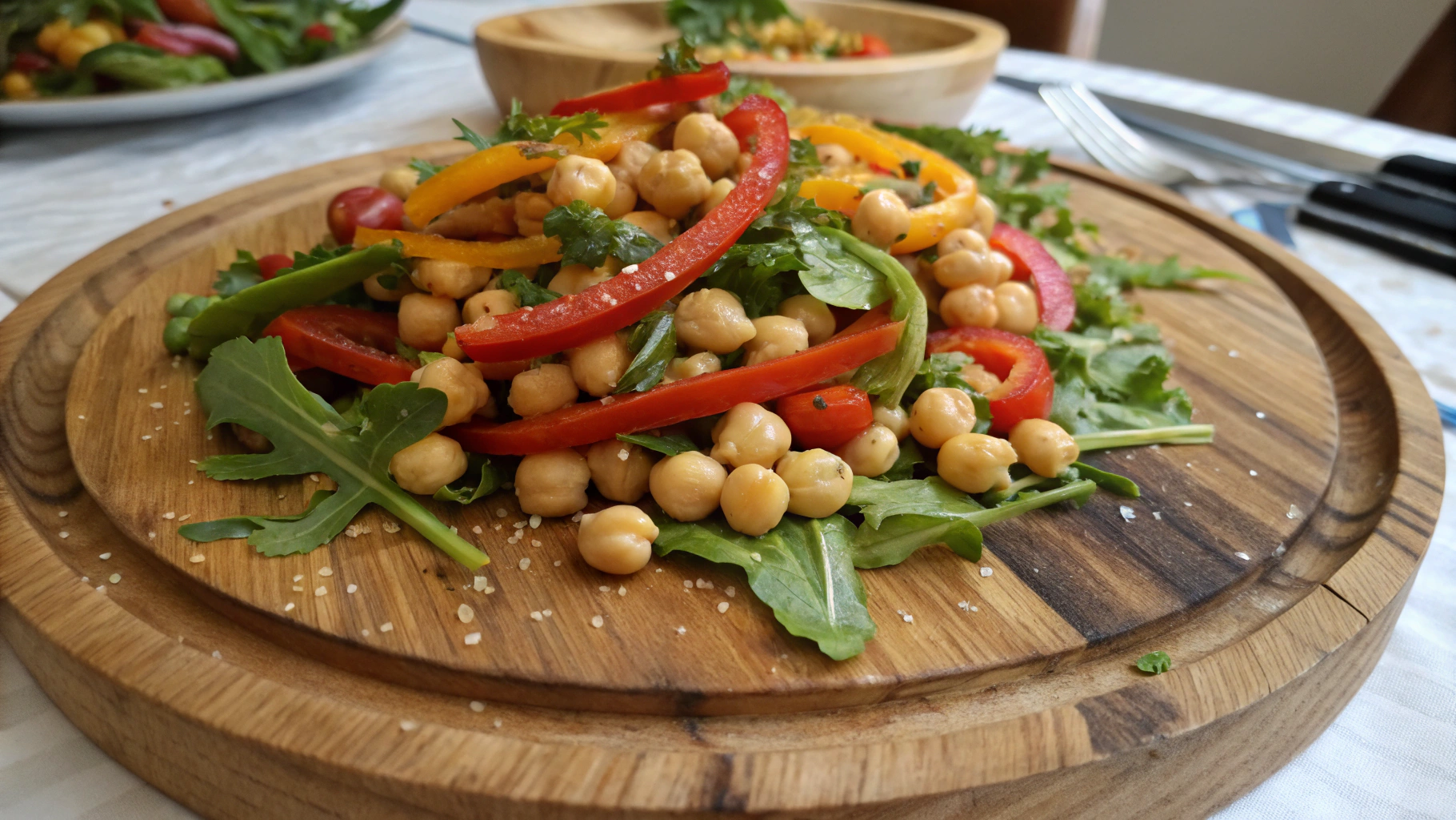 Salade fraîche de pois chiches et poivrons - recette française