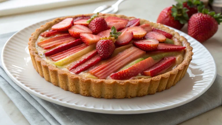 Tarte à la curd fraise-rhubarbe et palet breton - recette française