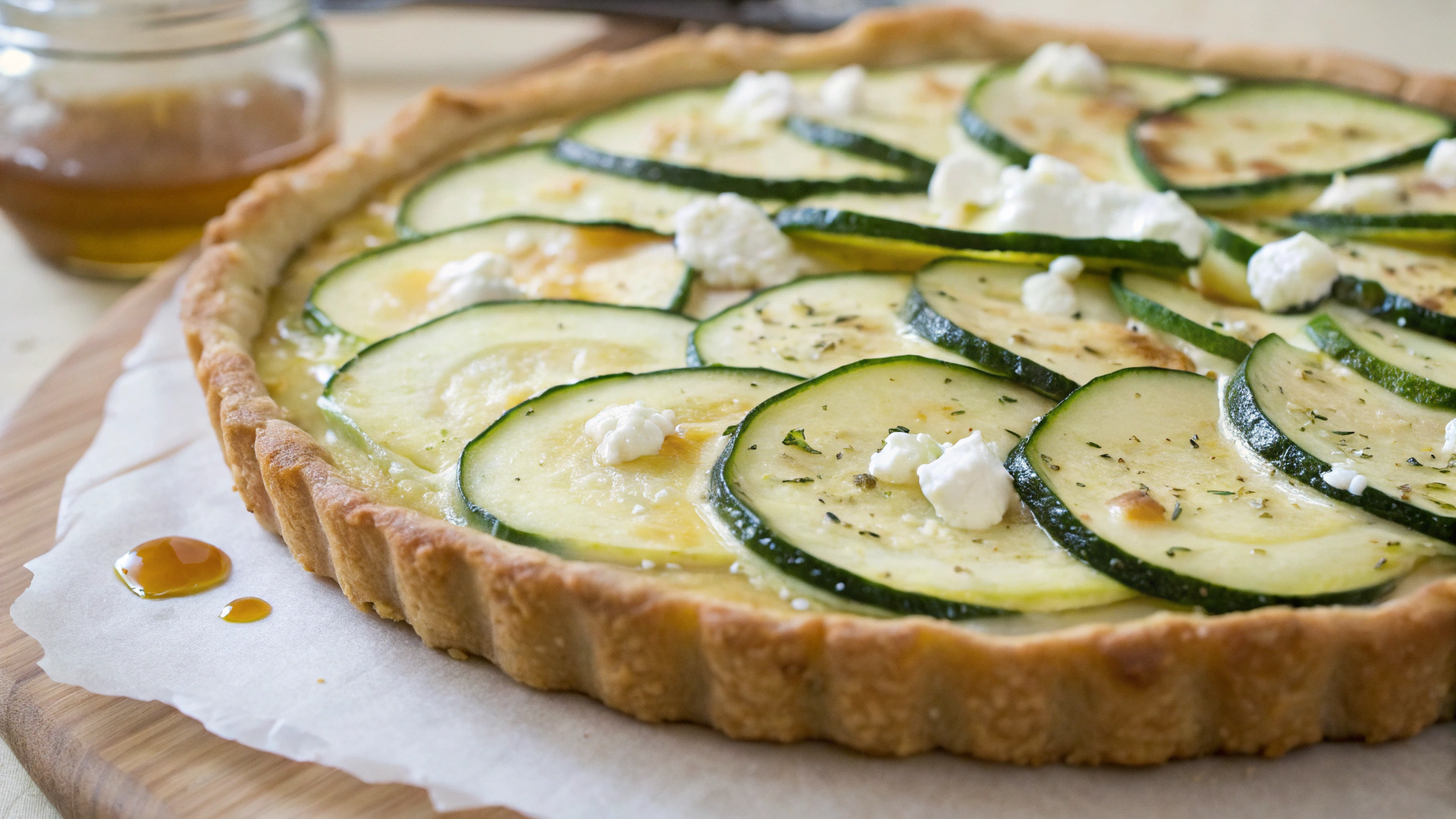 Tarte courgettes, chèvre et touche de miel - recette française