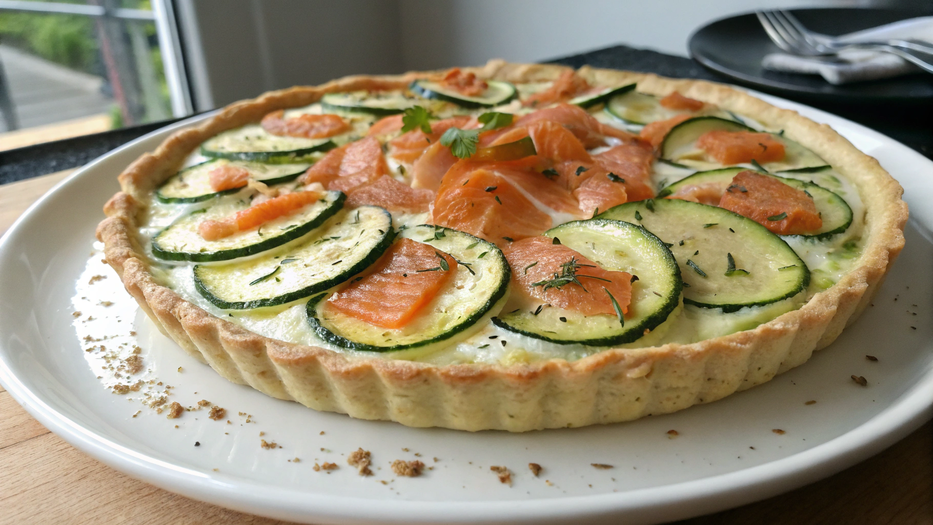 Tarte courgettes et saumon fumé - recette française