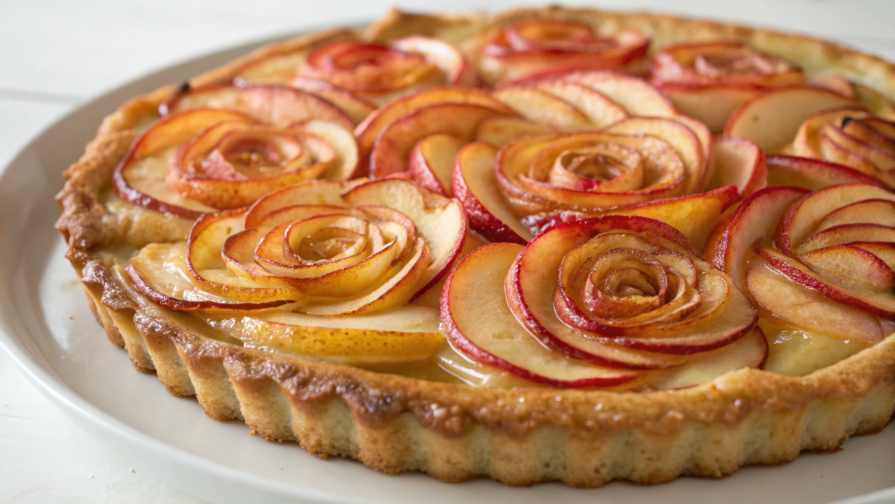 Tarte croustillante aux pommes en rosace - recette française