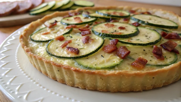 Tarte fondante aux courgettes et lardons - recette française