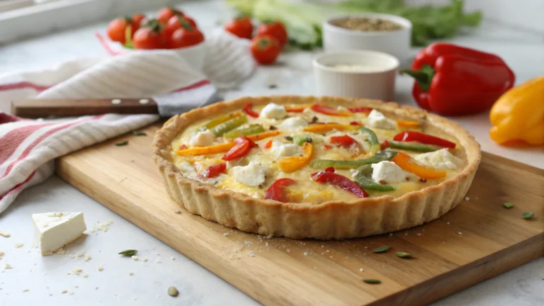 Tarte fondante aux poivrons et feta - recette française