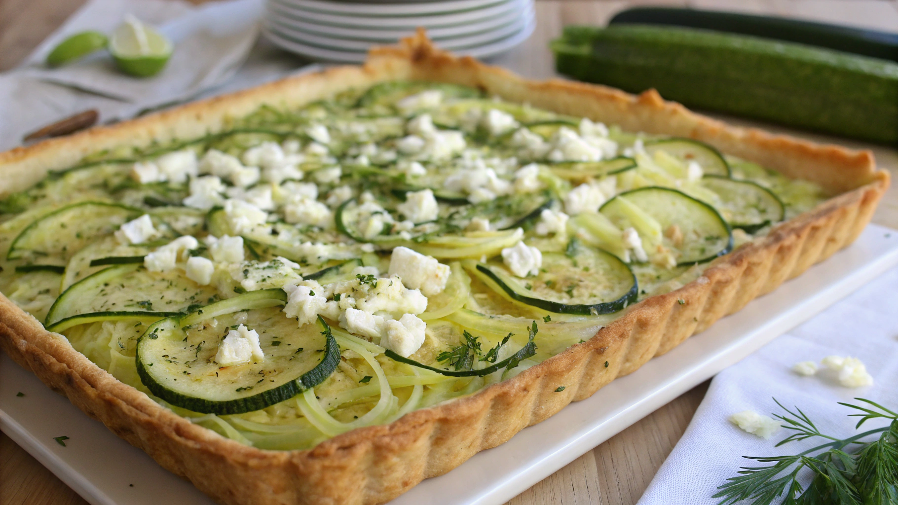 Tarte légère courgette râpée & feta - recette française