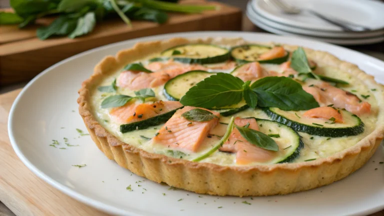 Tarte onctueuse au saumon, courgettes & oseille - recette française
