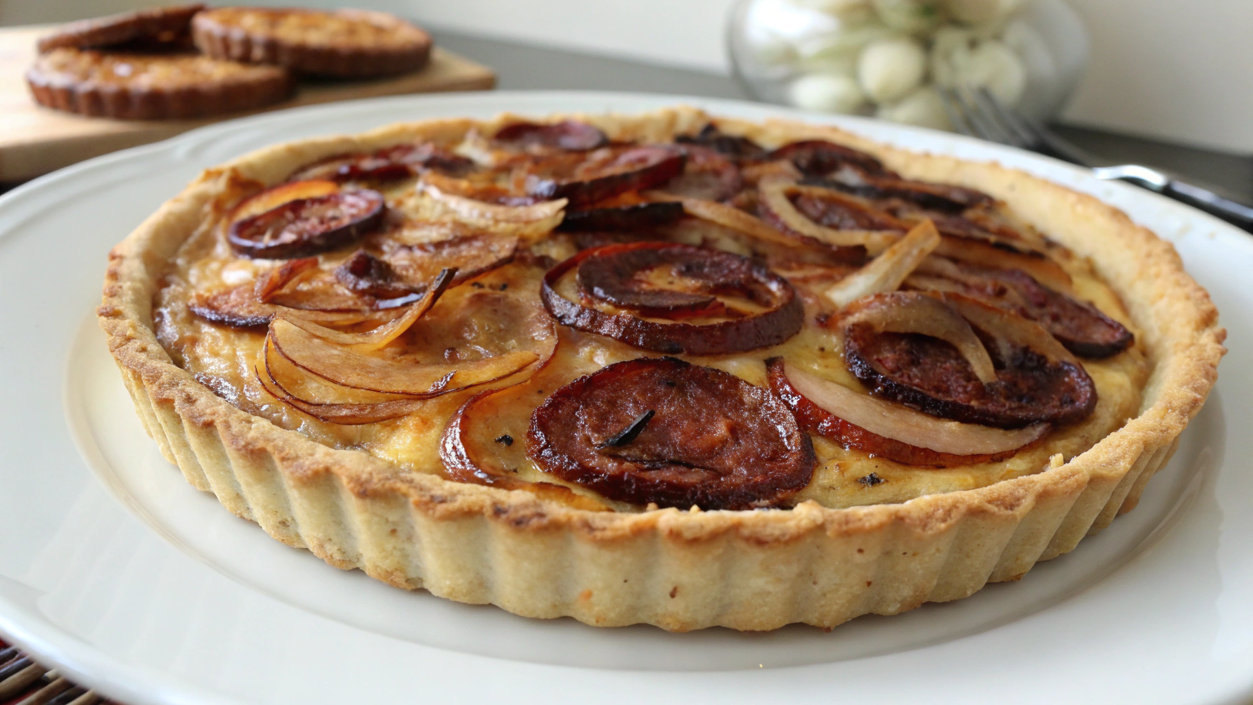 Tarte Savoureuse aux Oignons et Chorizo - instructions de préparation