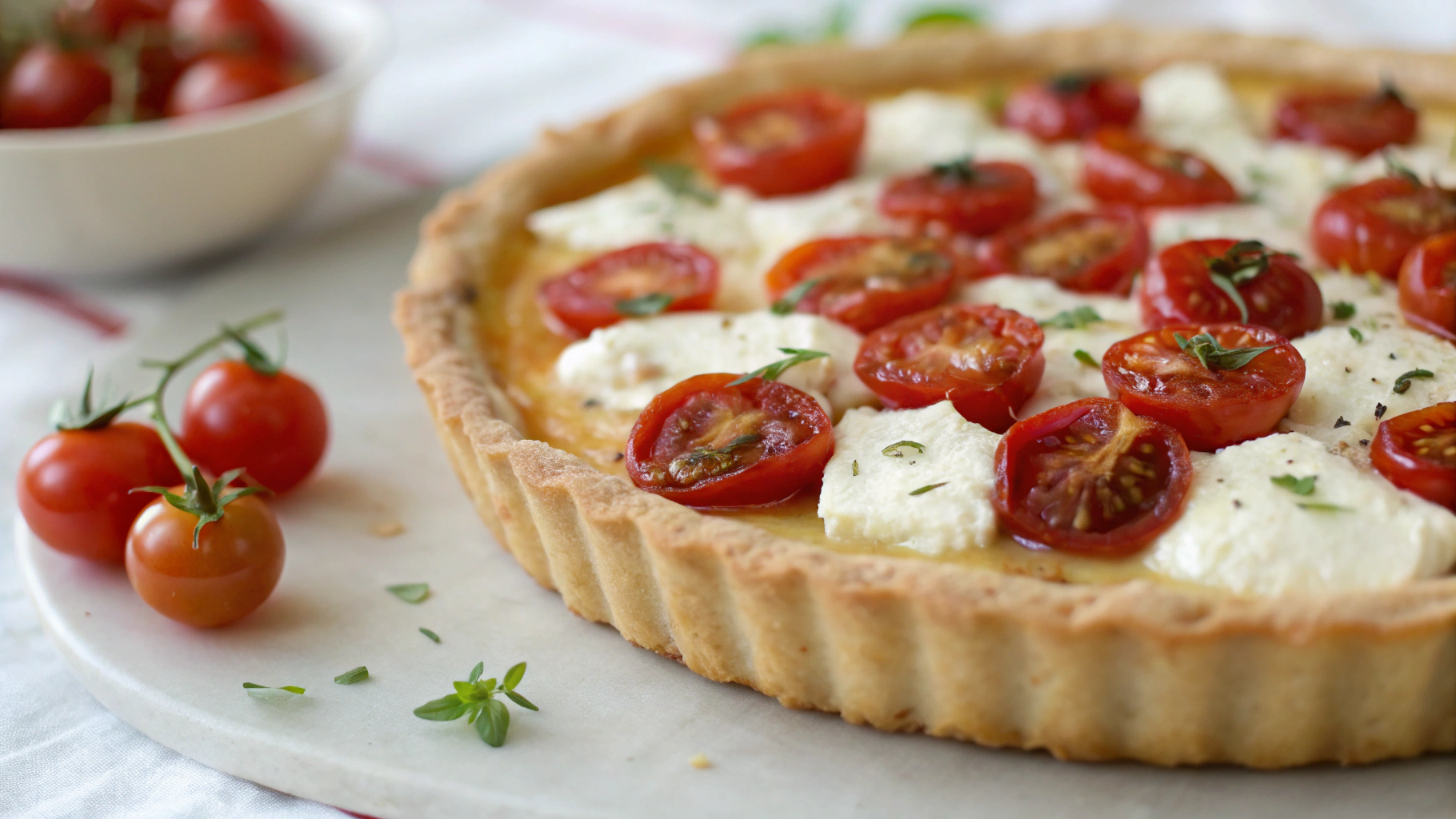 Tarte tomates cerises et fromage de brebis - recette française