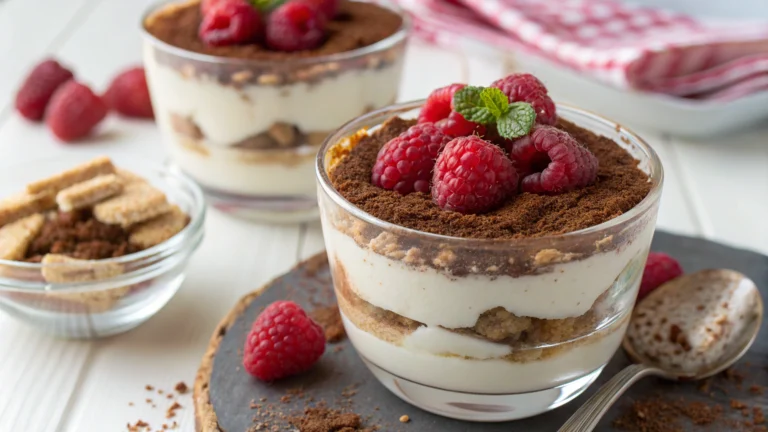 Tiramisu en verrine aux framboises et spéculoos - recette française