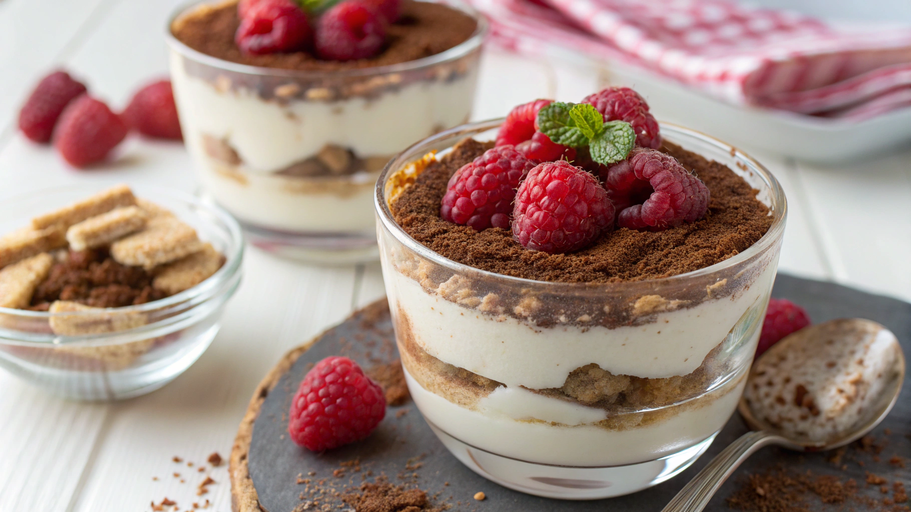 Tiramisu en verrine aux framboises et spéculoos - recette française