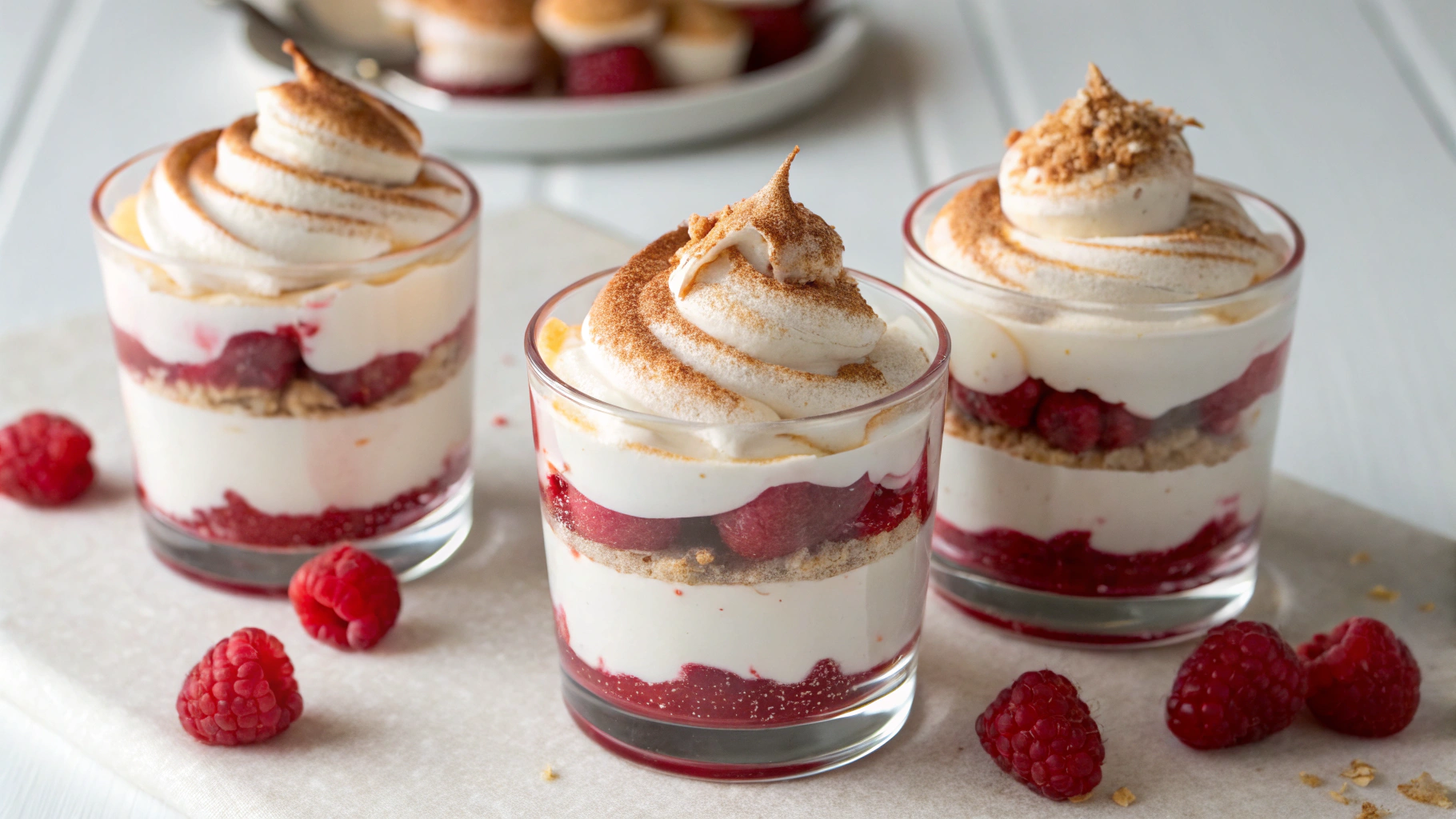 Verrines Framboise, Mascarpone & Éclats de Meringue - recette française