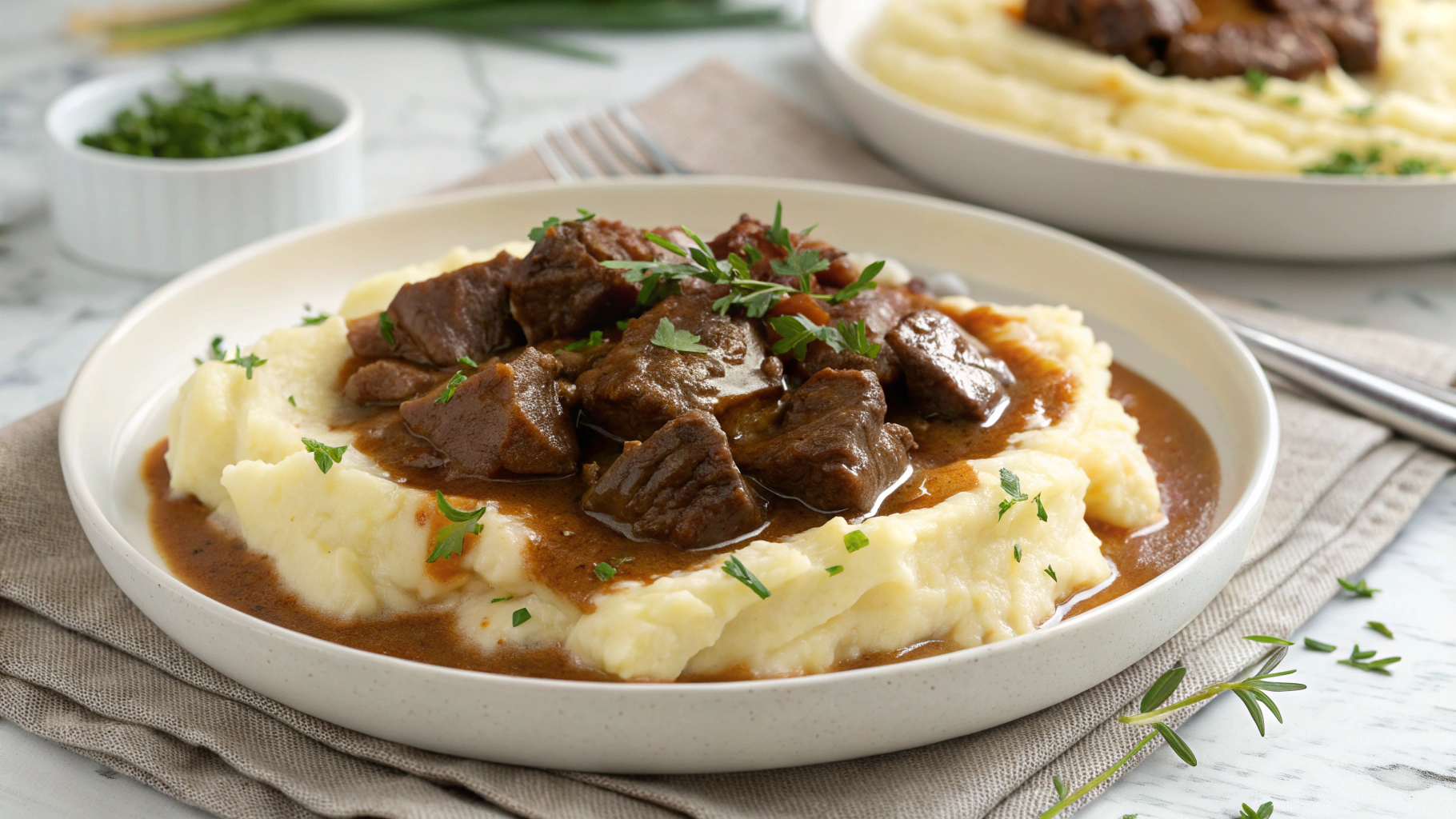 Bœuf Braisé en Sauce avec Purée Maison - recette française