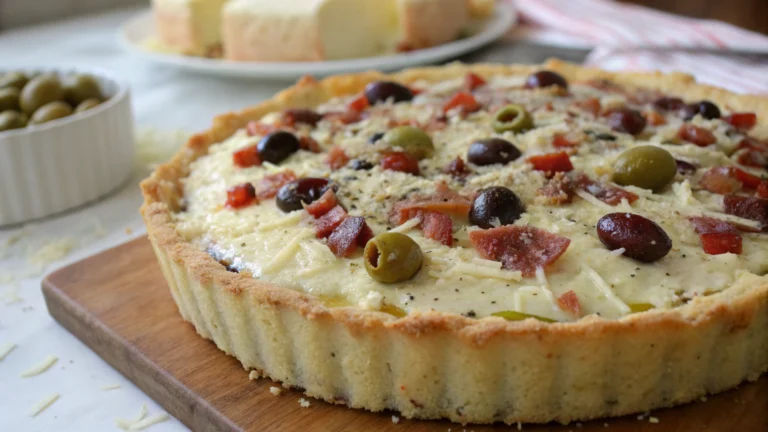Cake salé aux olives, lardons et fromage - recette française