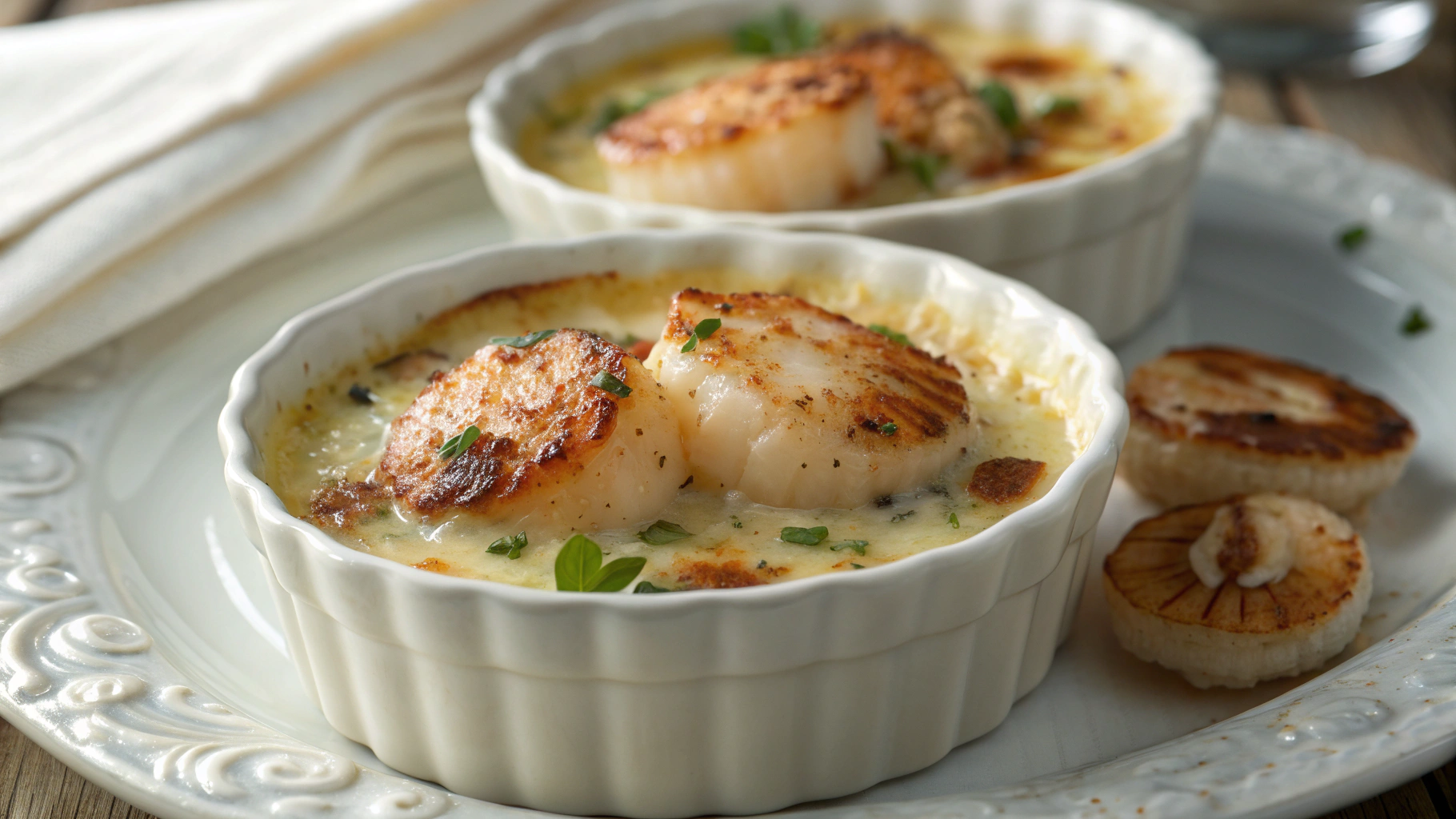 Cassolettes de Noix de Saint-Jacques à la Sauce Normande - recette française