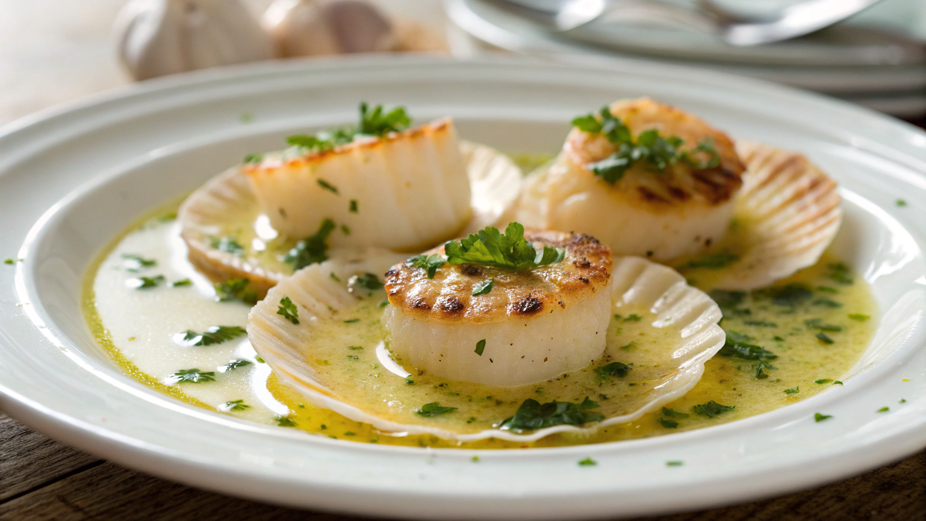 Coquilles Saint-Jacques au Beurre d’Ail et Persil - recette française