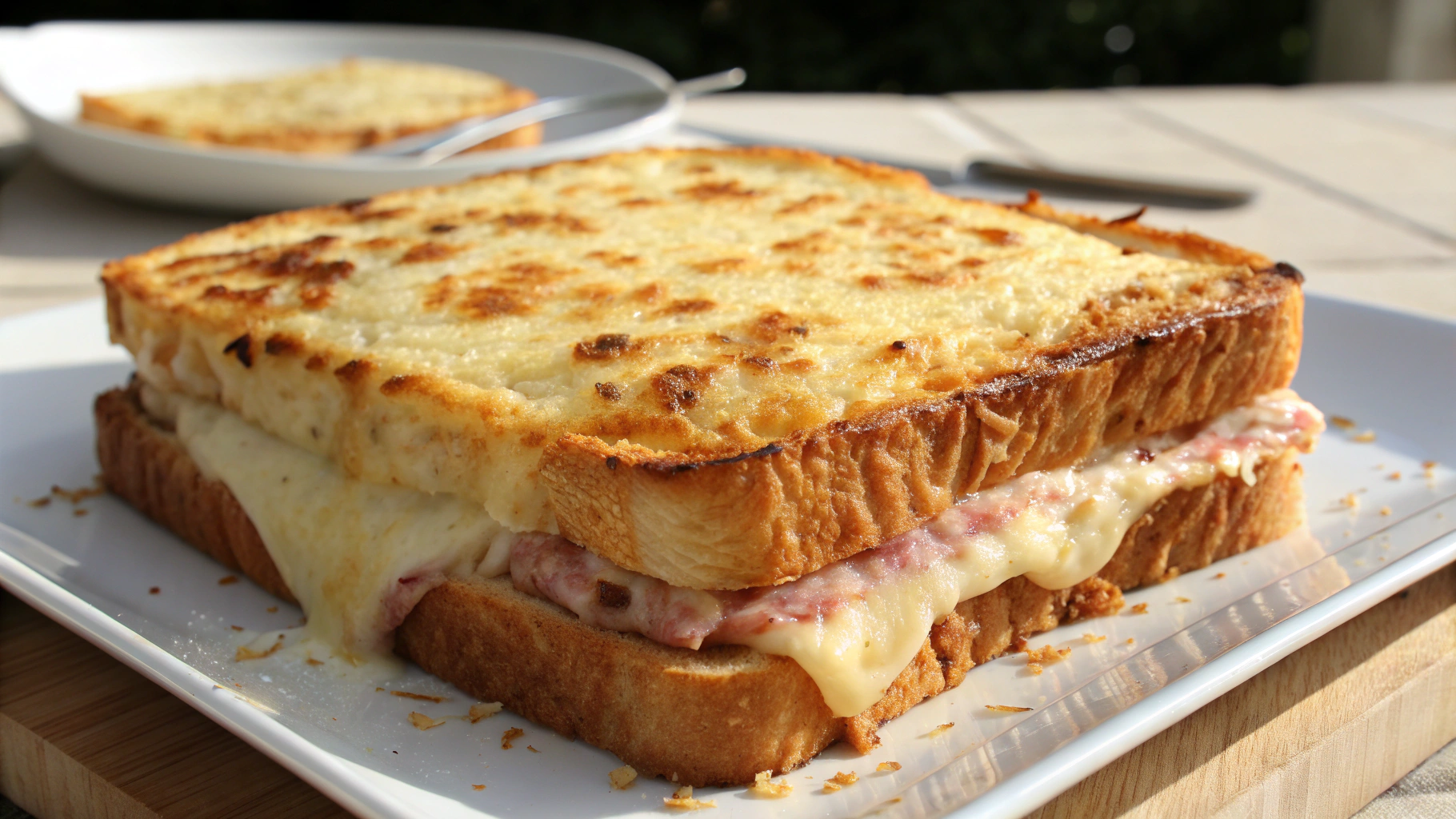 Croque-monsieur géant gratiné au four - recette française