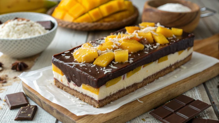 Dessert au chocolat & mangue exotique au coco - recette française