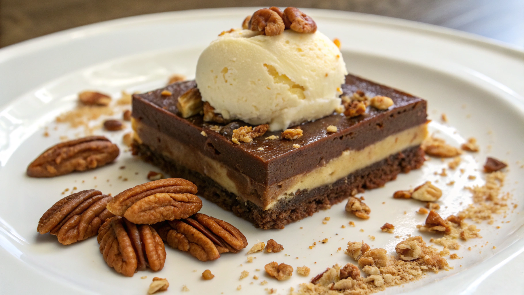 Dessert Gourmand au Chocolat, Glace Vanille & Noix de Pécan - recette française