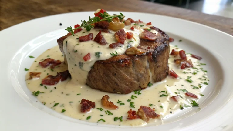 Filet Mignon Sauce Crème et Lardons - recette française