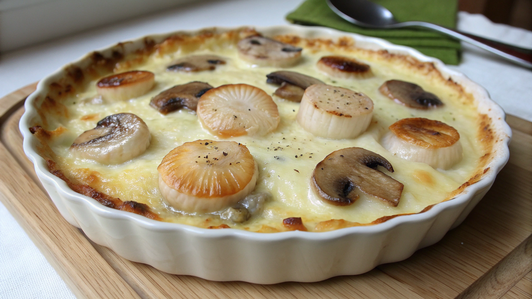 Gratin de Saint-Jacques à la Crème et Champignons - recette française