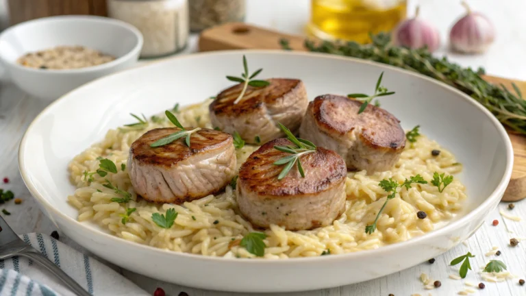 Médaillons de Filet de Porc Crémeux avec Orzo - recette française
