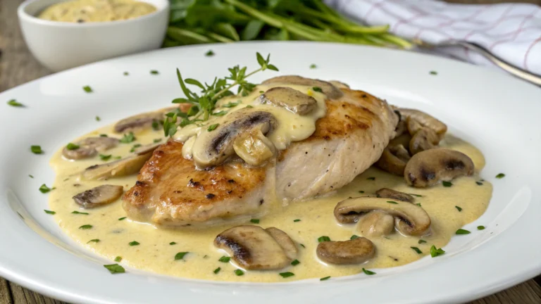 Poulet crémeux à la moutarde et aux champignons - recette française