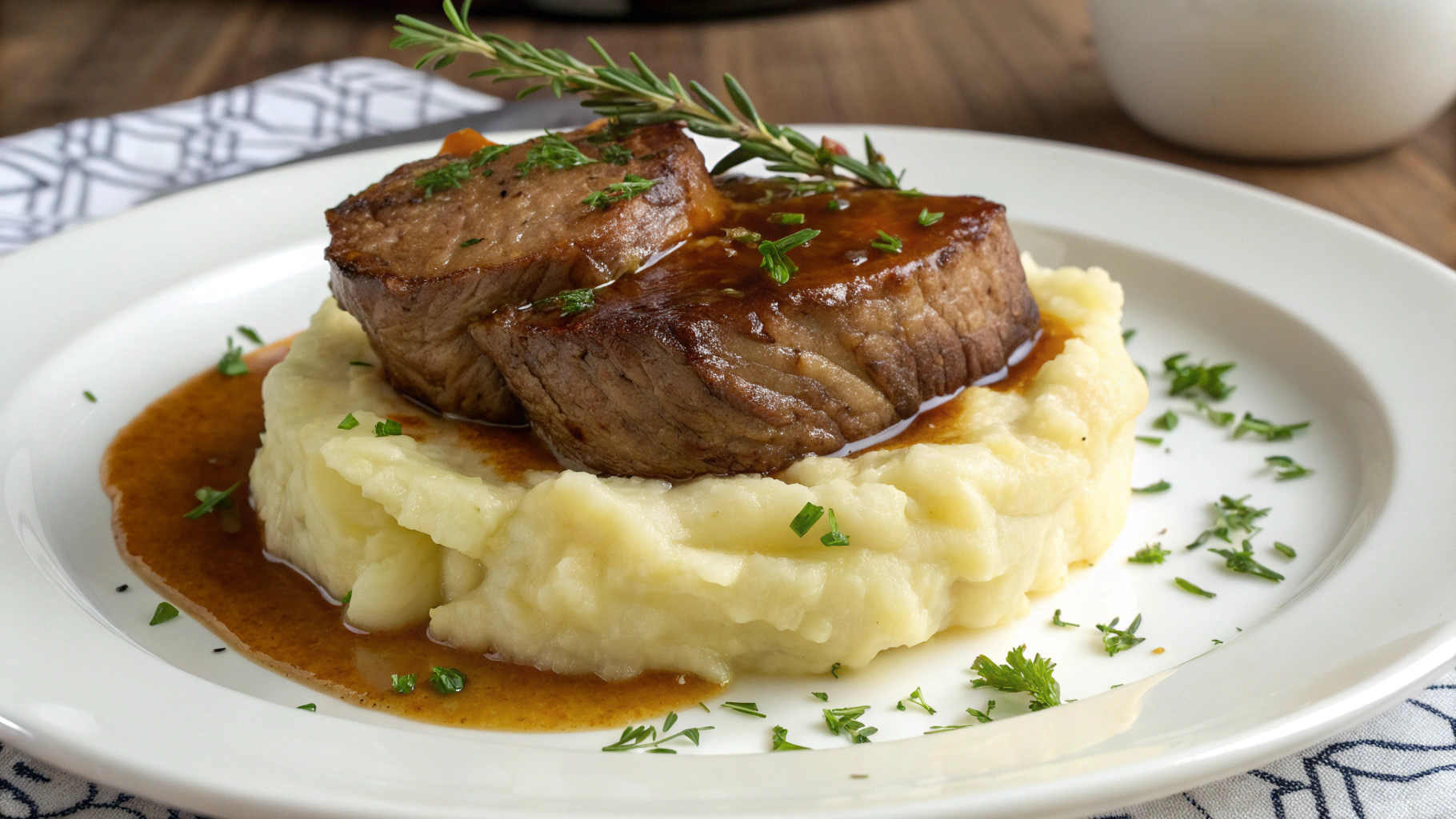 Rôti Tendre et Purée de Pommes de Terre Crémeuse - recette française