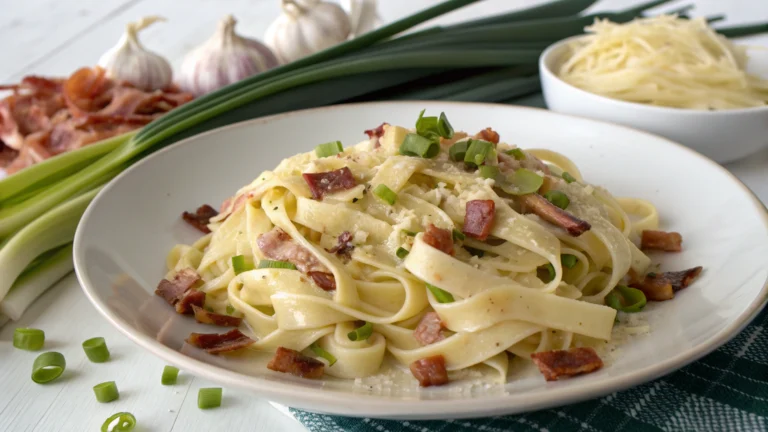 Tagliatelles Crémeuses aux Poireaux et Lardons - recette française