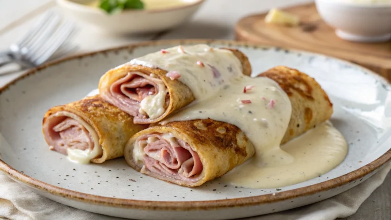 Crêpes roulées au jambon et béchamel fondante - recette française