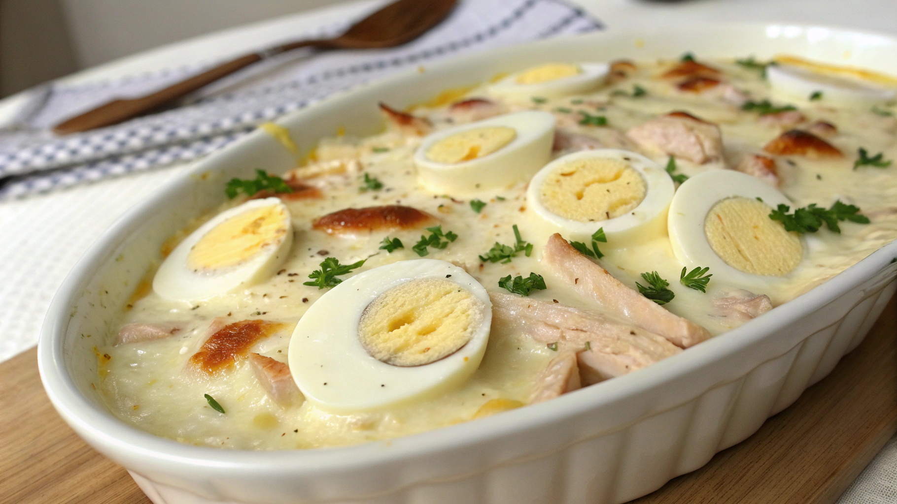 Gratin d’Œufs Durs à la Dinde et Béchamel Fromagée - recette française