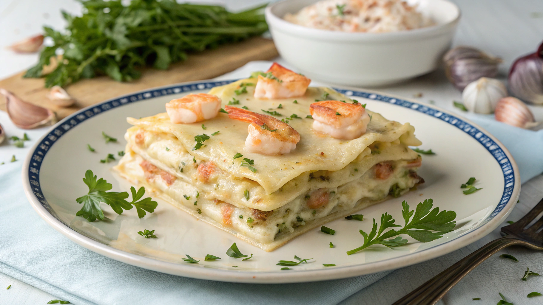 Lasagnes au Scampi de Crevettes à l’Ail et au Beurre - recette française