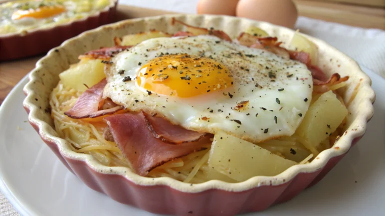 Nids de Pommes de Terre aux Œufs et au Jambon de Dinde - recette française