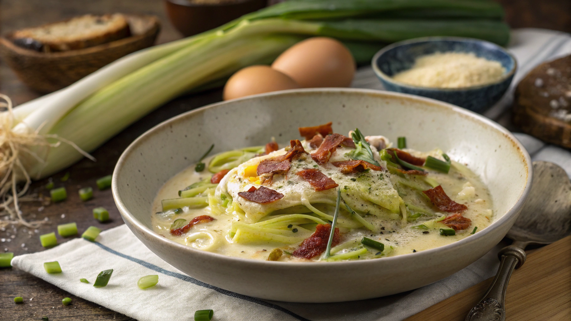 Poireaux à la Carbonara - recette française