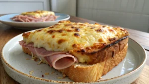 Croque au jambon gratiné au four - recette française