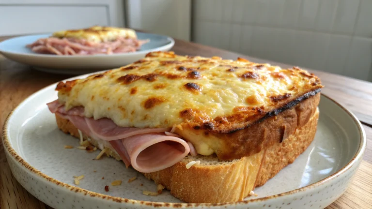 Croque au jambon gratiné au four - recette française