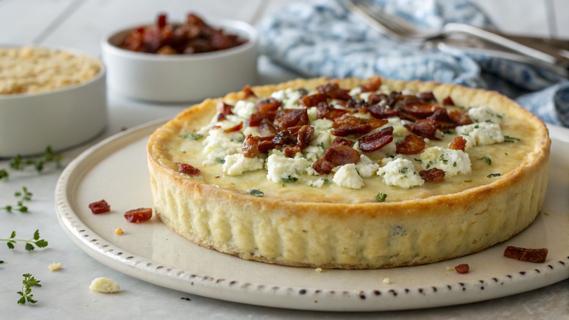 Flan Minute au Roquefort & Lardons - recette française