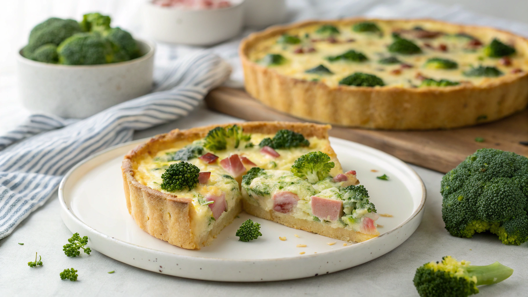 Quiche sans Pâte au Brocoli, Boursin & Jambon - recette française