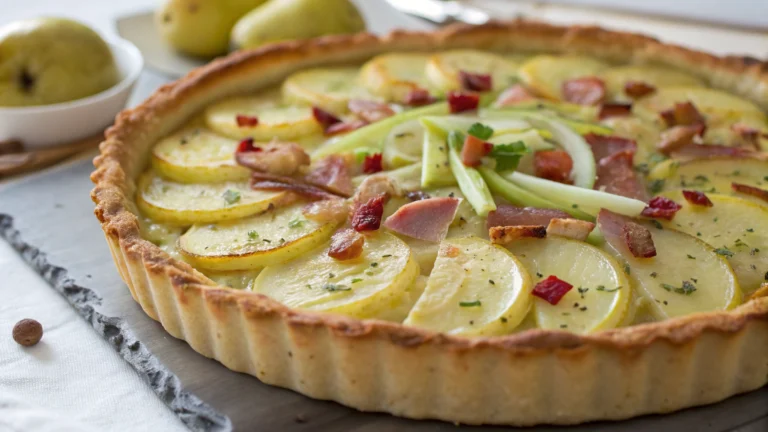 Tarte Poireau, Pomme de Terre et Lardons - recette française