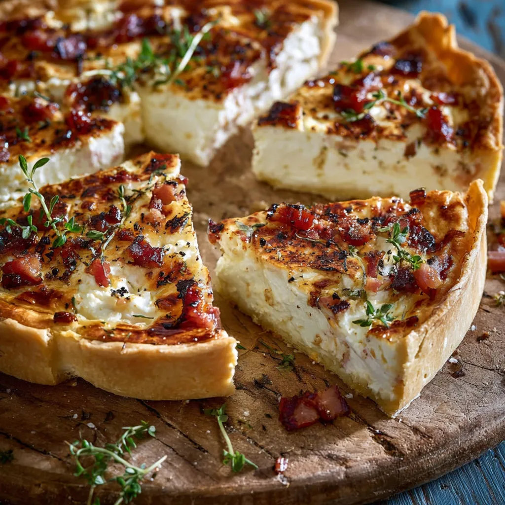 Délice croustillant : tarte chèvre frais et lardons fondants