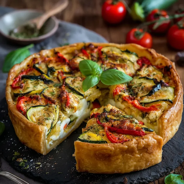 Délice d'été : tarte courgettes et poivrons enroulée