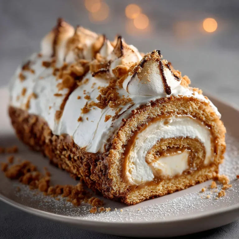 Délicieuse Bûche Roulée aux Éclats de Meringue