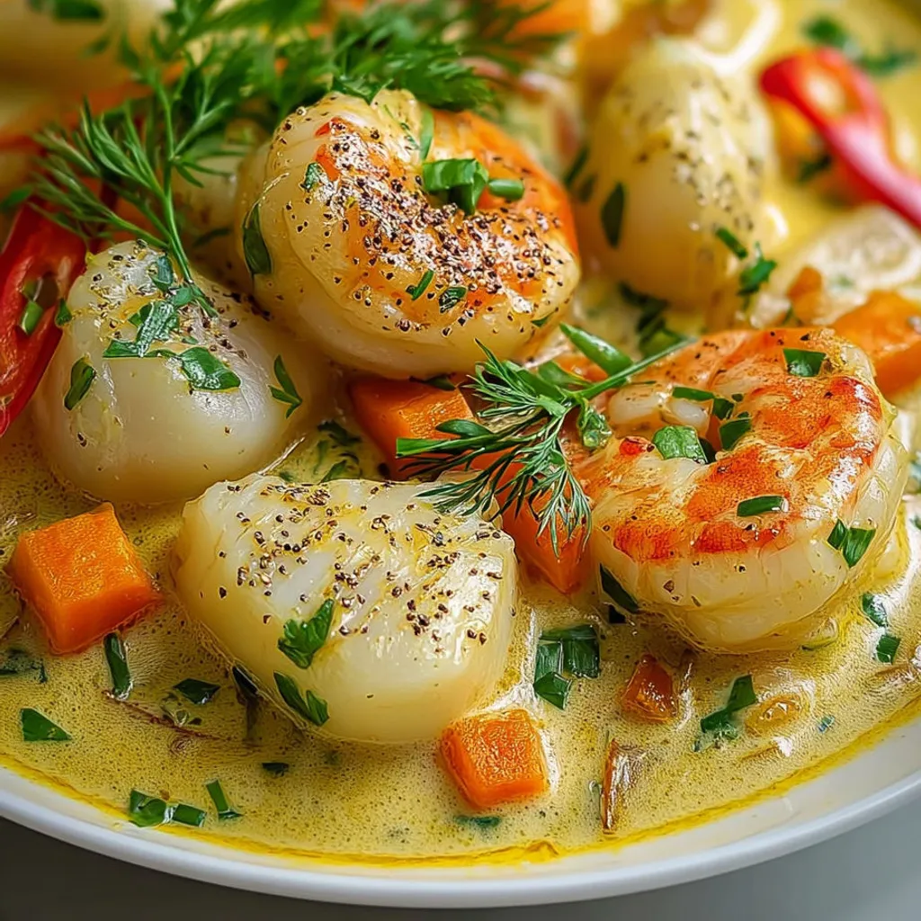 Délicieuse blanquette de poissons au coco et curry